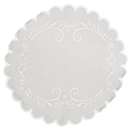 Ib Laursen Brotserviette Deckchen aus Baumwolle weiß mit Stickerei ø 30 cm