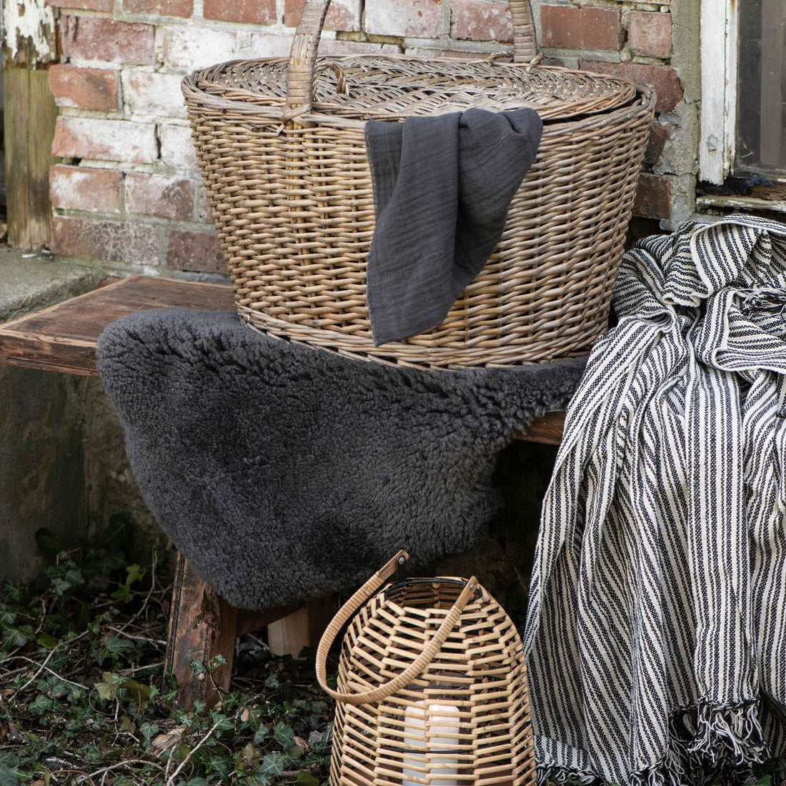 Ib Laursen Decke anthrazit doppelt gewebt