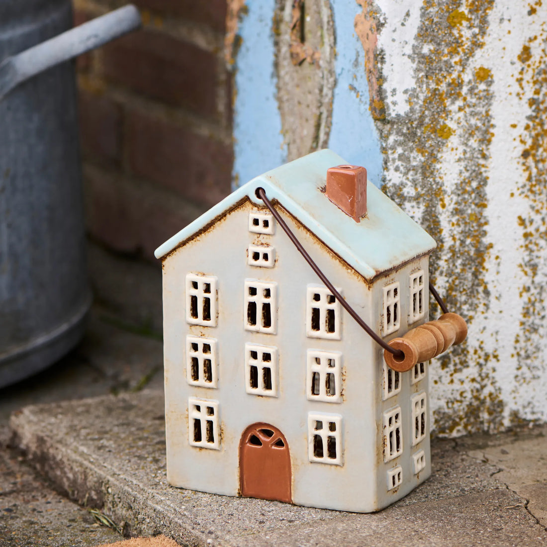 ib laursen haus für teelicht grau mit holzgriff anna und ole shop0