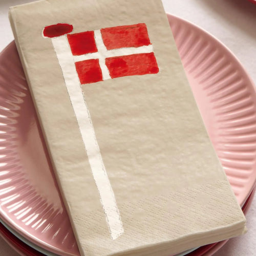 Ib Laursen Servietten "Dannebrog" dänische Flagge 16 Stück 40 x 40 cm
