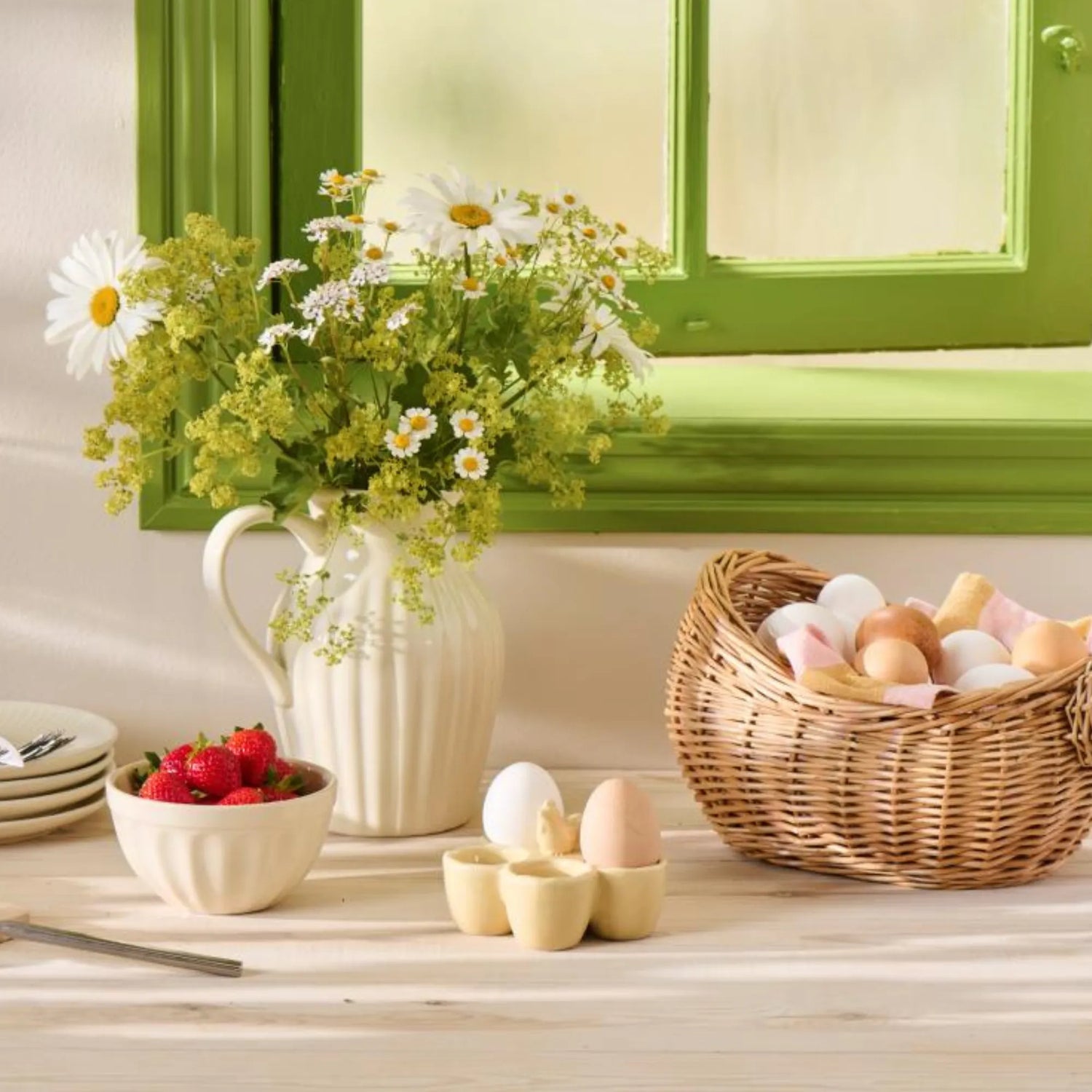 Ib Laursen Kanne Krug Vase "Mynte" 1,7 Liter Farbe "Butter Cream" creme