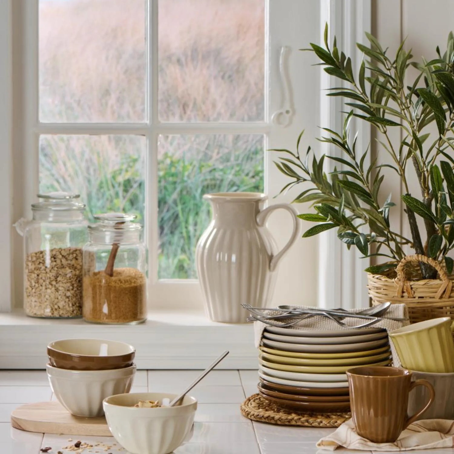 Ib Laursen Kanne Krug Vase "Mynte" 1,7 Liter Farbe "Latte" beige