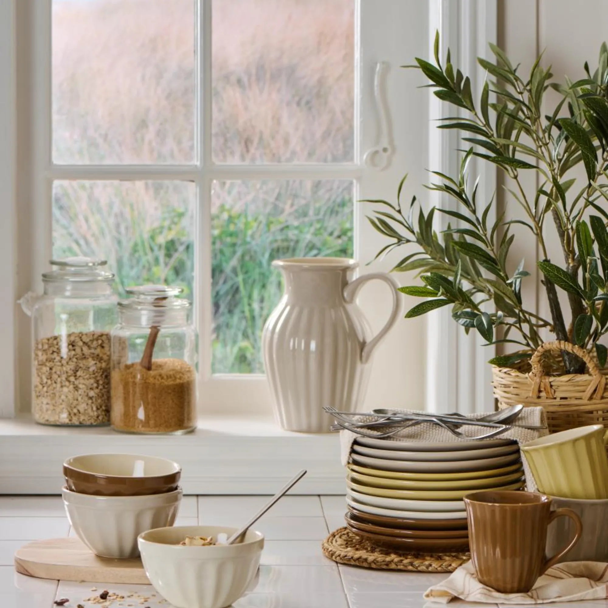 Ib Laursen Kanne Krug Vase "Mynte" 1,7 Liter Farbe "Latte" beige