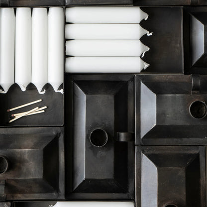 Ib Laursen Kerzenhalter mit Schachtel im dunklen Rost-Look