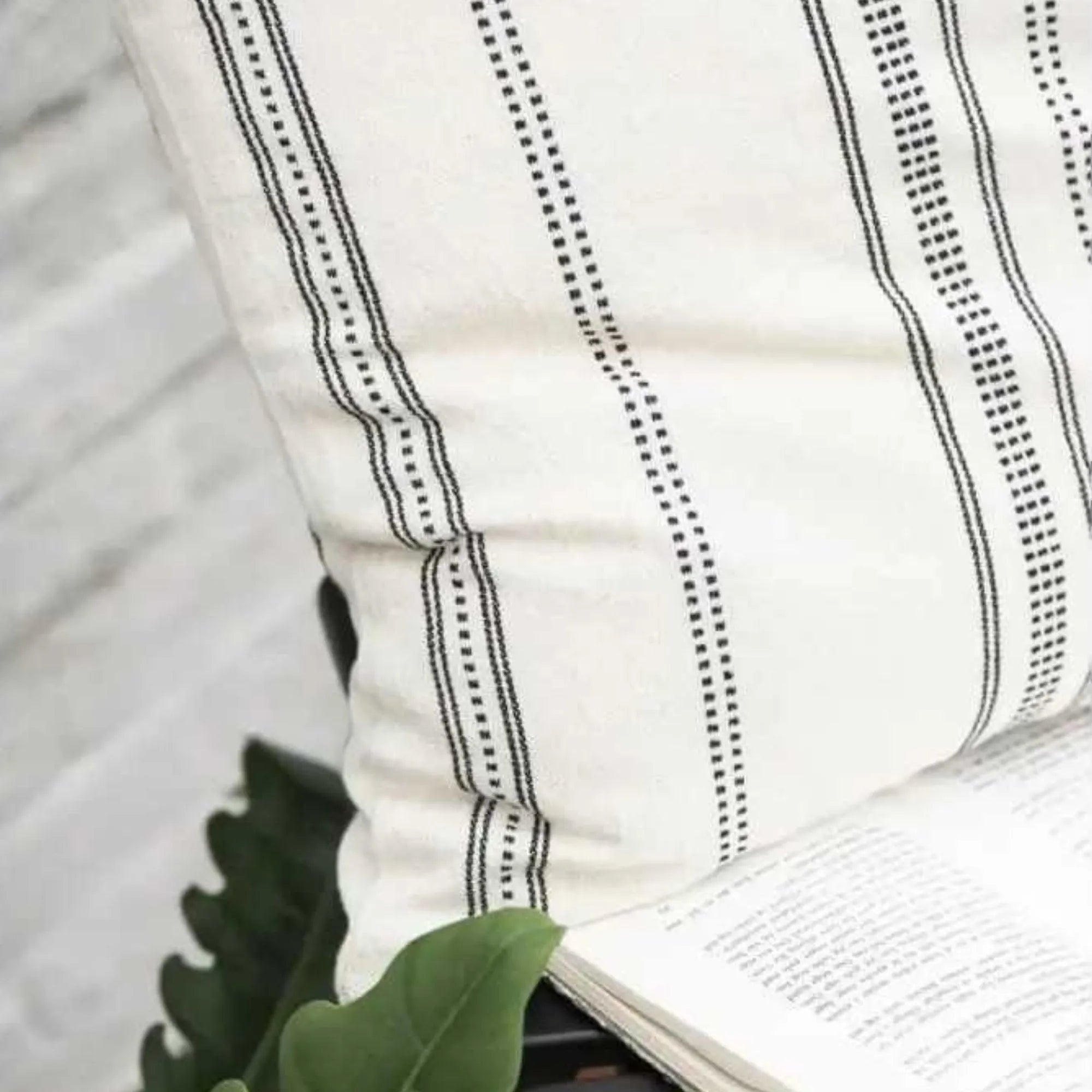 Ib Laursen cushion cover cream black woven pattern