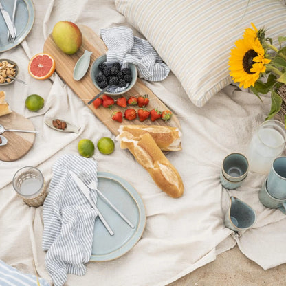 Ib Laursen Serviette aus Baumwolle 40 cm blau weiß gestreift