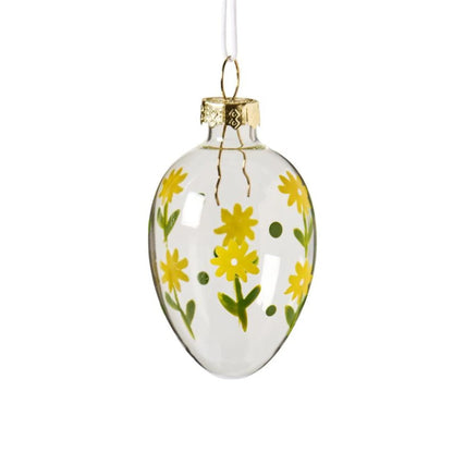 Ib Laursen Osterei aus Glas mit Blumendekor 2 Varianten