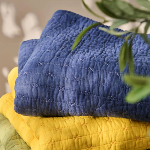 Ib Laursen Quilt Decke leicht gefütter Indigo Blau 130 x 180cm