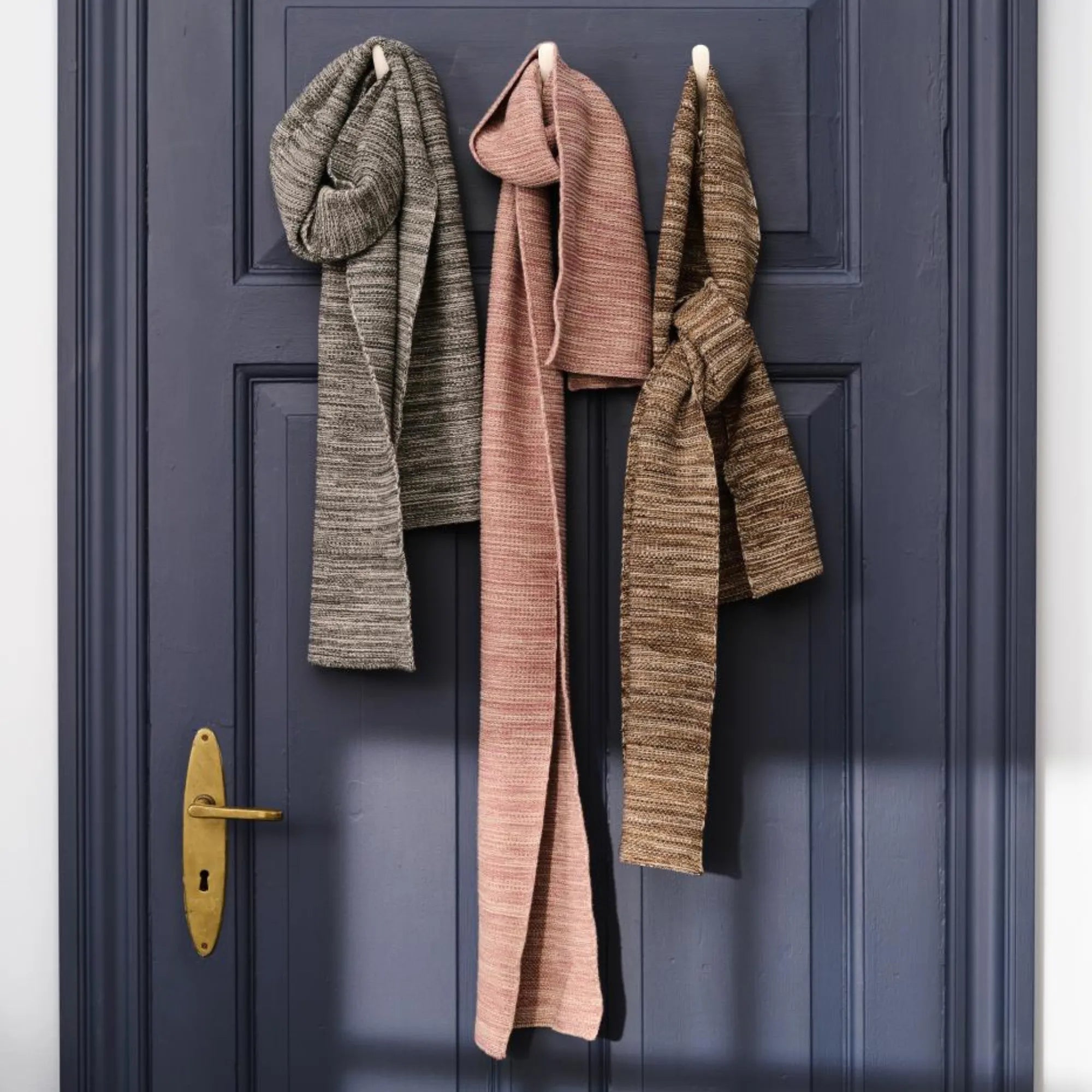 Ib Laursen Halstuch Schal braun melange aus Baumwolle gestrickt 160 cm