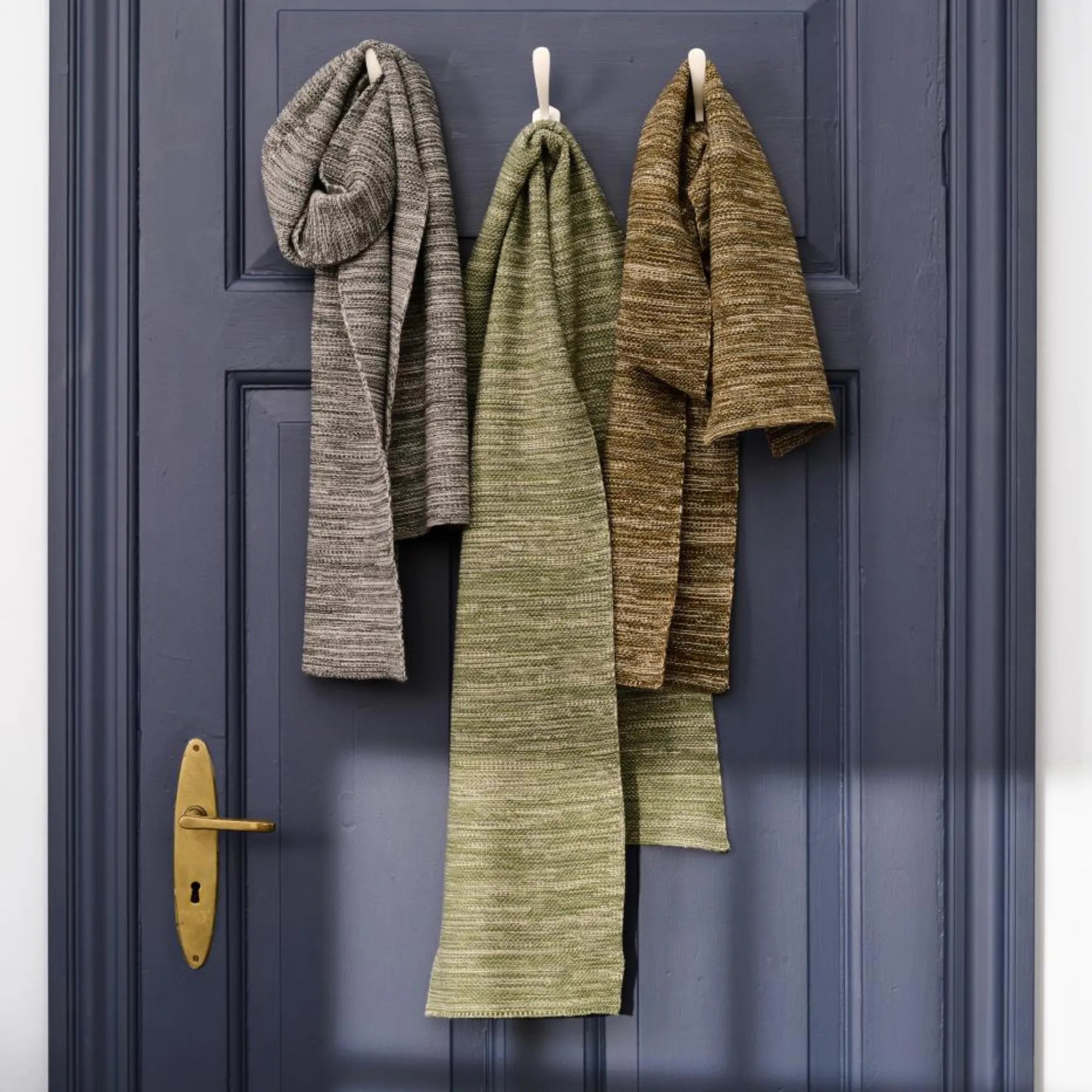 Ib Laursen Halstuch Schal grün melange aus Baumwolle gestrickt 160 cm