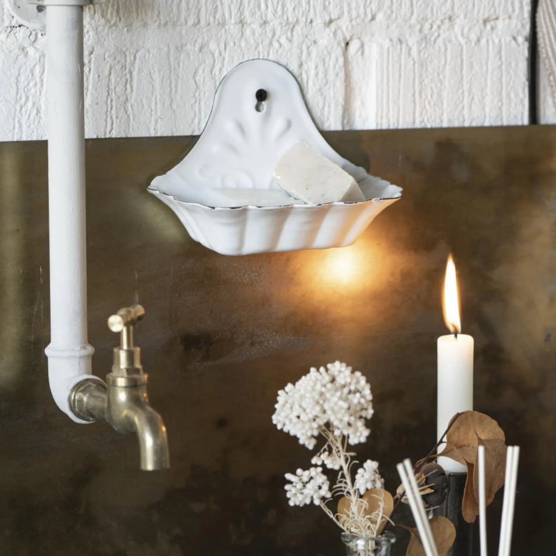 ib laursen seifenschale wandaufhängung weiß emaille anna und ole shop