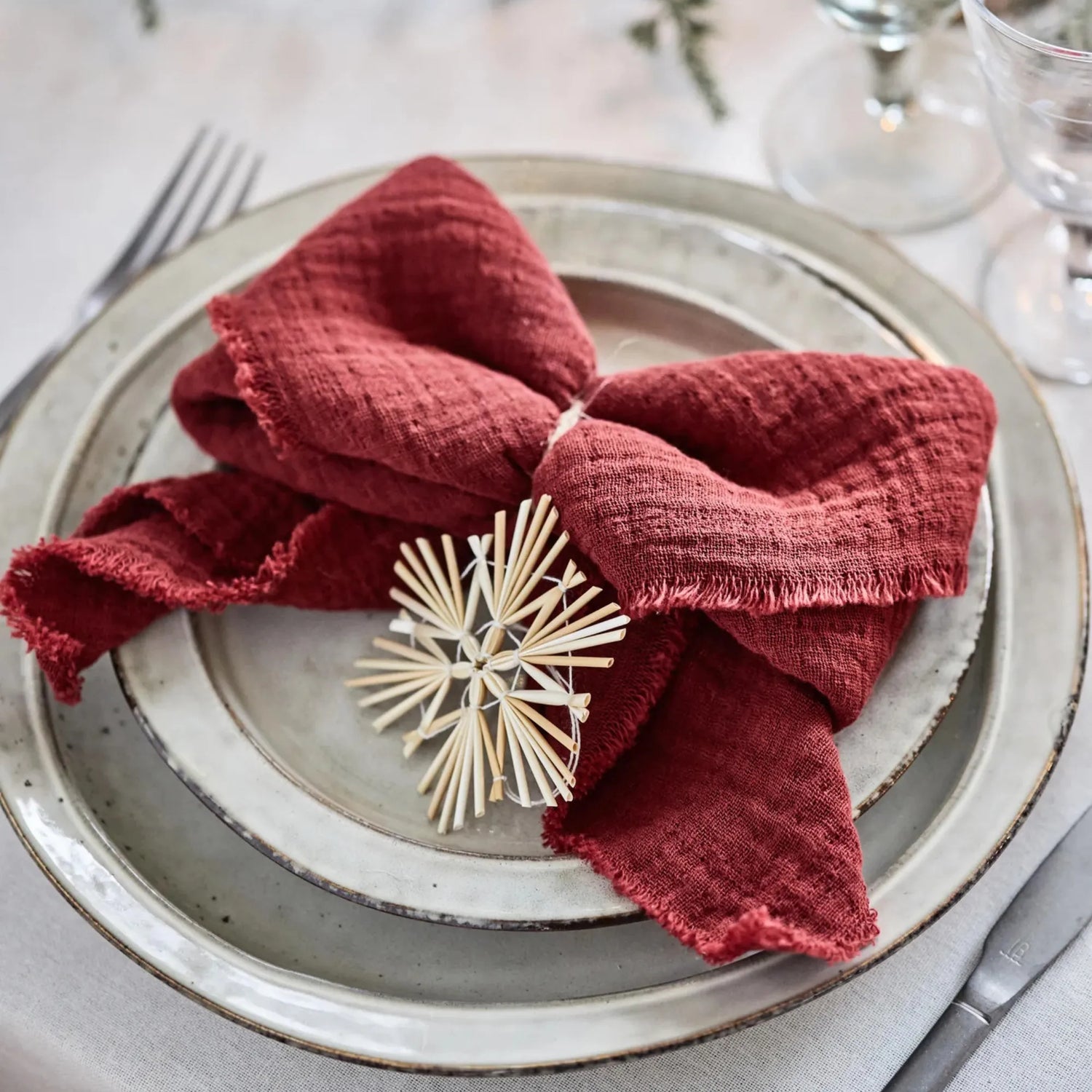 ib laursen stoffserviette rot aus baumwolle anna und ole shop