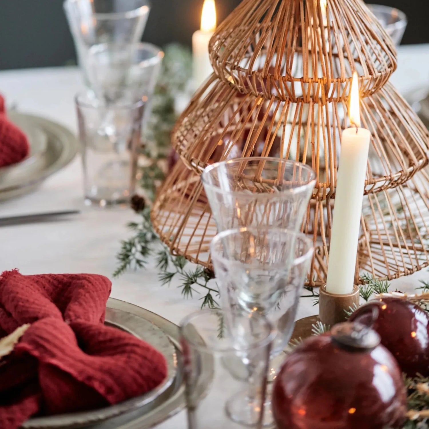 Ib Laursen Serviette aus Stoff doppelt gewebt rot 40 cm