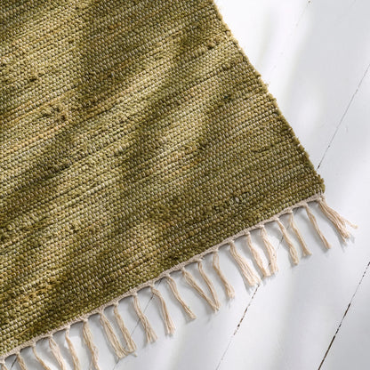 Ib Laursen Teppichläufer Flickenteppich aus Baumwolle grün 60 x 120 cm