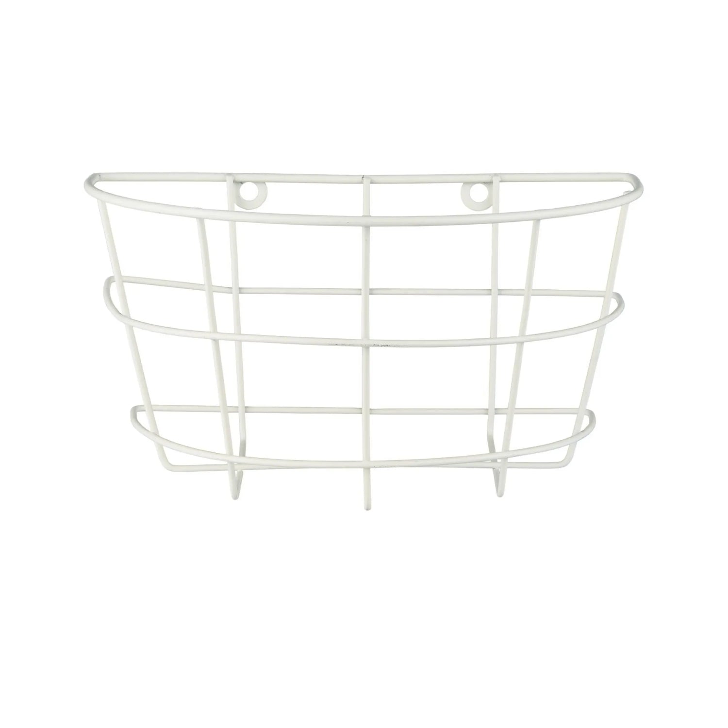 Ib Laursen halbrunder Wandkorb Aufbewahrung weiß aus Eisen 23 cm