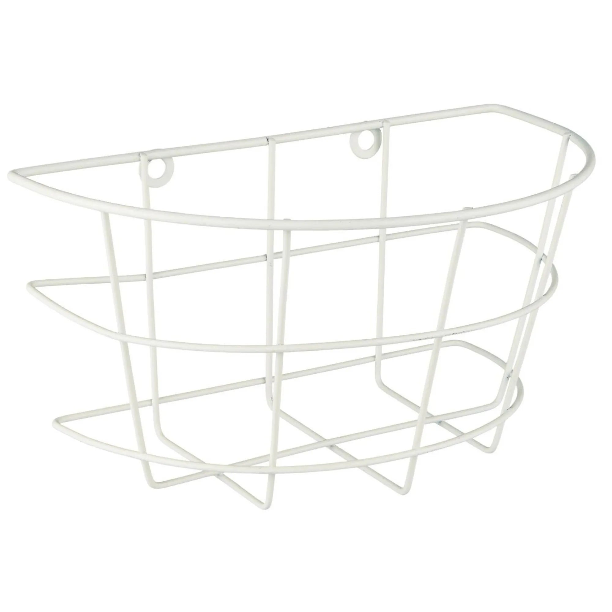 Ib Laursen halbrunder Wandkorb Aufbewahrung weiß aus Eisen 23 cm