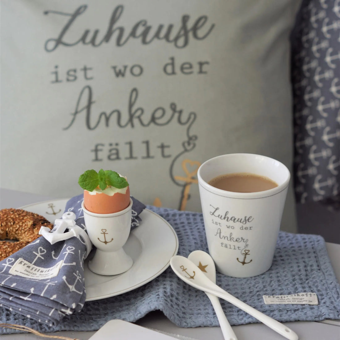 krasilnikoff becher happy mug  zuhause ist wo der anker fällt  annaundoleshop