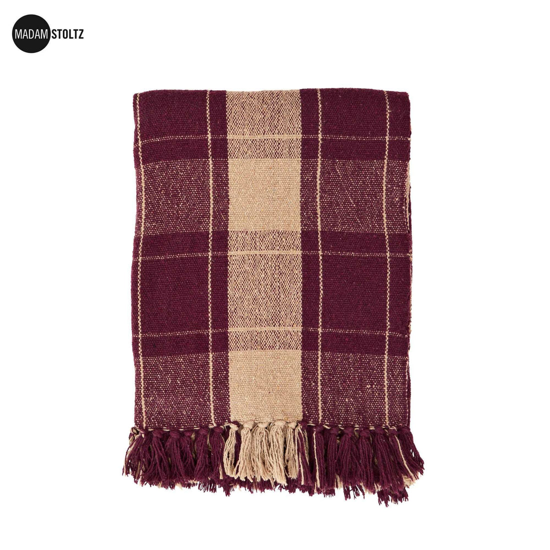 Madam Stoltz Decke Maron rot kariert