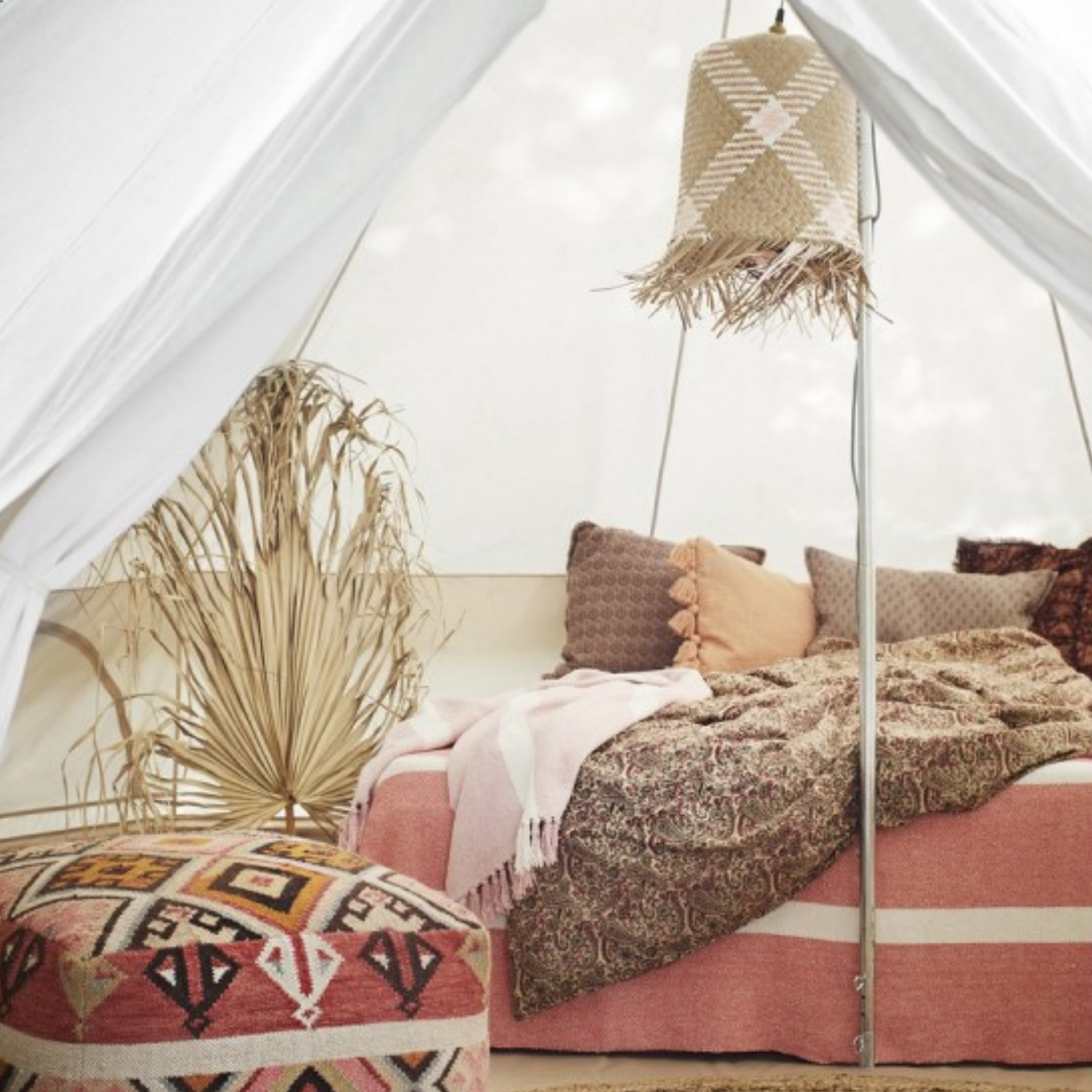 Madam Stoltz Decke Plaid korall weiß 125 x 175 cm