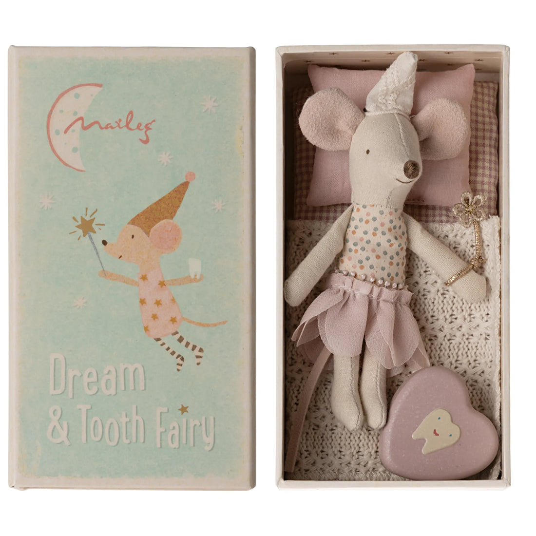 Maileg kleine Schwester Zahnfee Maus rosa inkl. Zahnbox