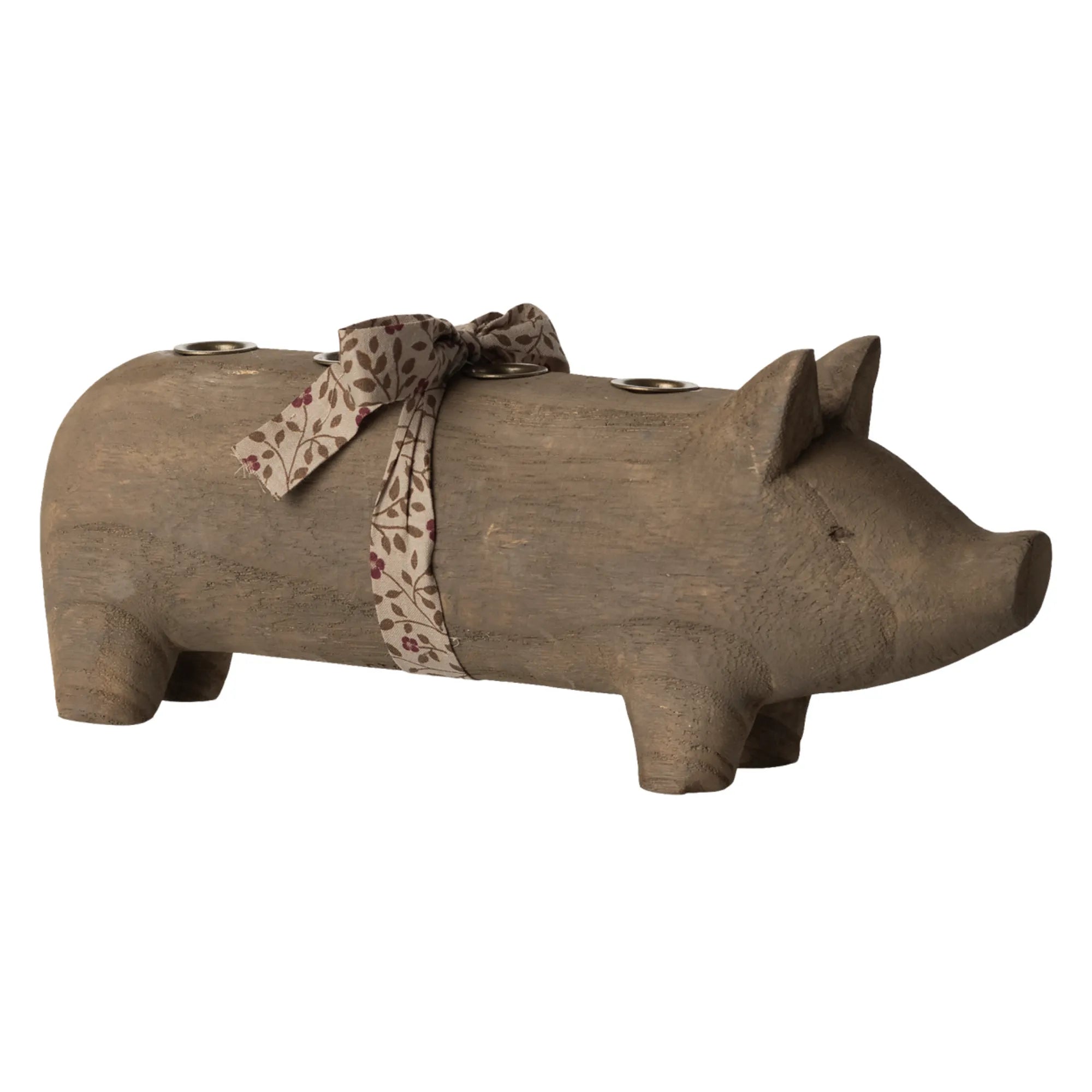 Maileg Weihnachten Kerzenhalter &quot;Schwein&quot; für 4 Kerzen natur braun