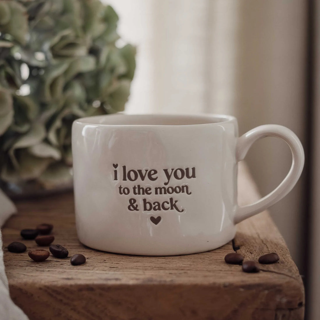 Majas Cottage Tasse Becher "Love you to the moon and back" 300 ml beige