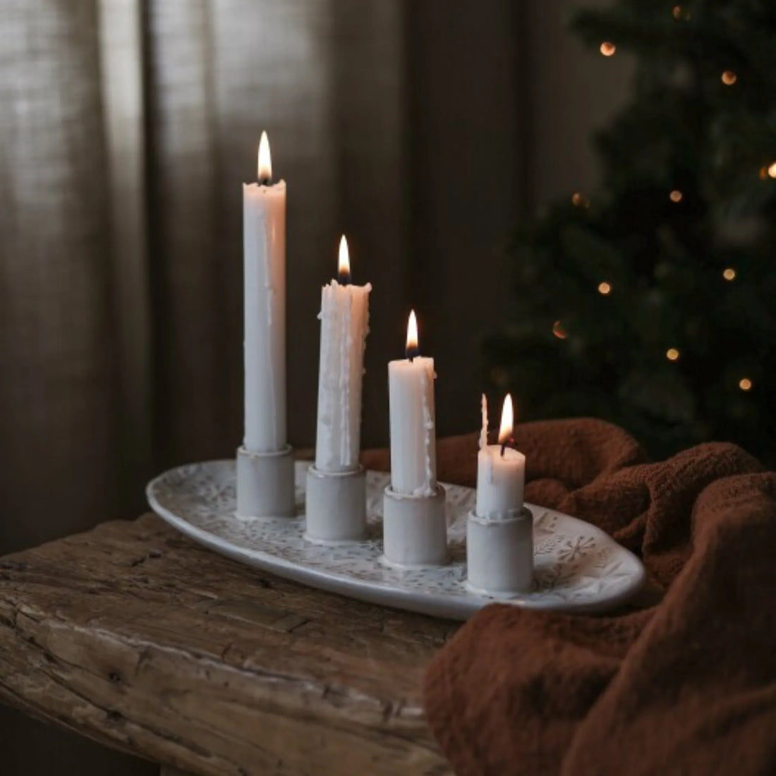 Majas Cottage "Winterheart" Advent Kerzenhalter 4 Kerzen weiß