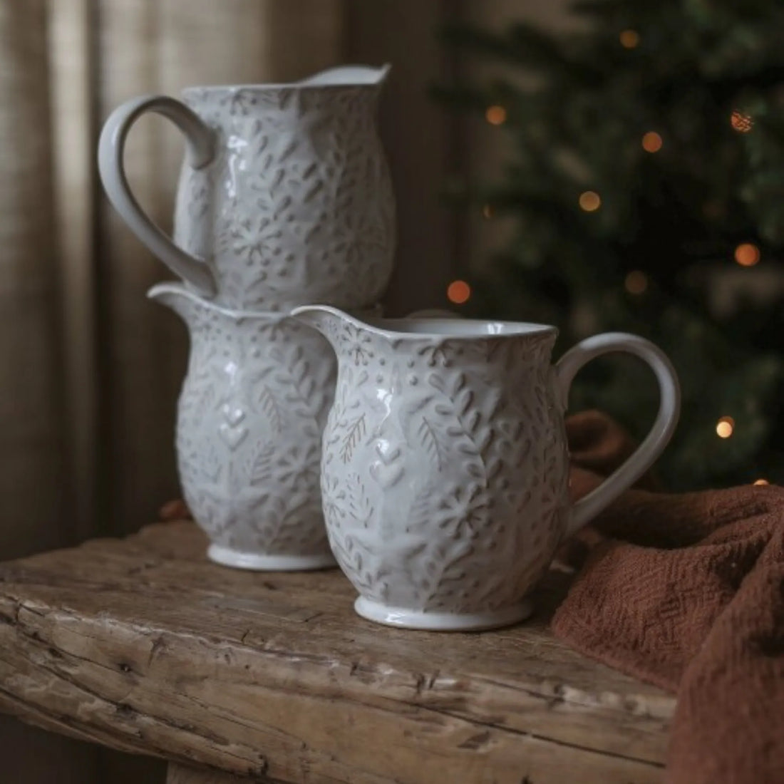 Majas Cottage "Winterheart" Kanne Krug Vase weiß 17 cm