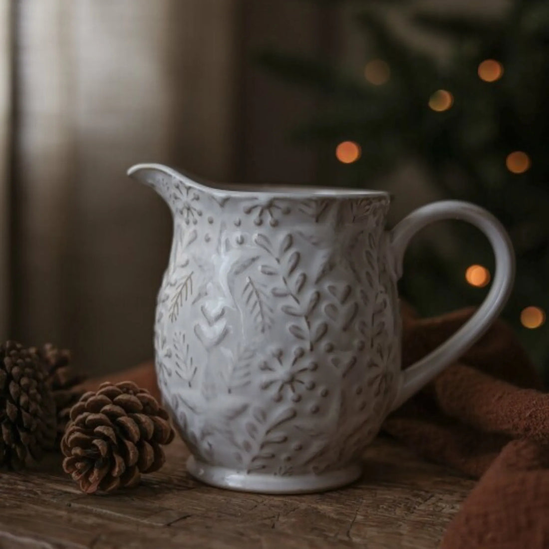 Majas Cottage "Winterheart" Kanne Krug Vase weiß 17 cm