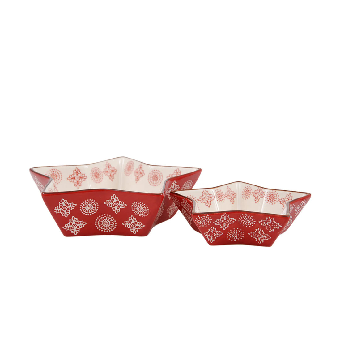 Miljögården &quot;Merry&quot; Müslischale Dessertschüssel Stern rot mit weißem Muster groß ø 19,5 cm