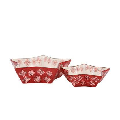 Miljögården &quot;Merry&quot; Müslischale Dessertschüssel Stern rot mit weißem Muster groß ø 19,5 cm
