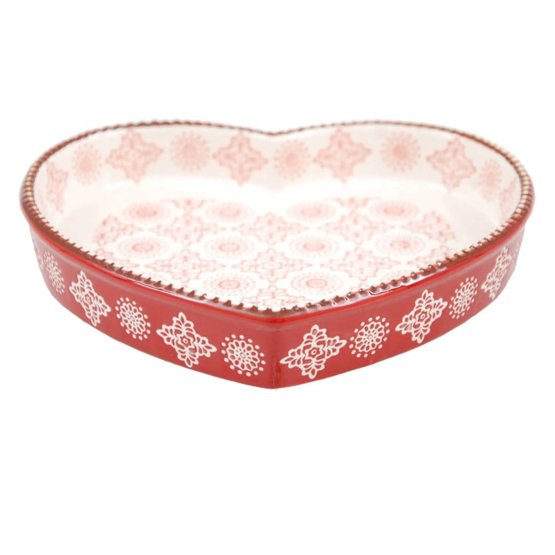 Miljögården &quot;Merry&quot;Auflaufform Schale 20 cm rot mit weißem Muster