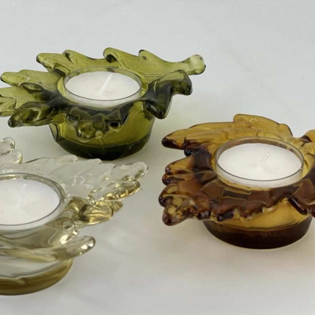 Miljögården Kerzenhalter "Herbstblatt" grün für Teelichter 2 verschiedenen Varianten