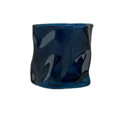 Miljögården Teelichthalter "Crinkle" blau Glas 7,5 cm