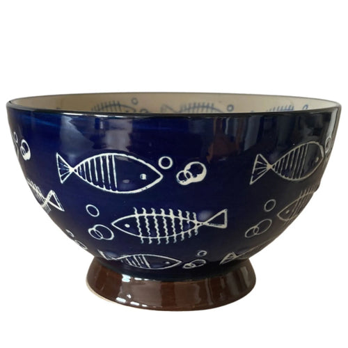 Miljögården Schale „Ocean“ Ø 15,5 cm dunkelblau handbedruckt