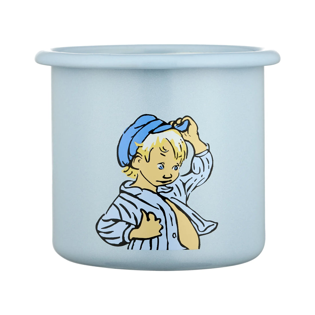 Muurla Tasse aus Emaille Michel aus Lönneberga hellblau 250 ml