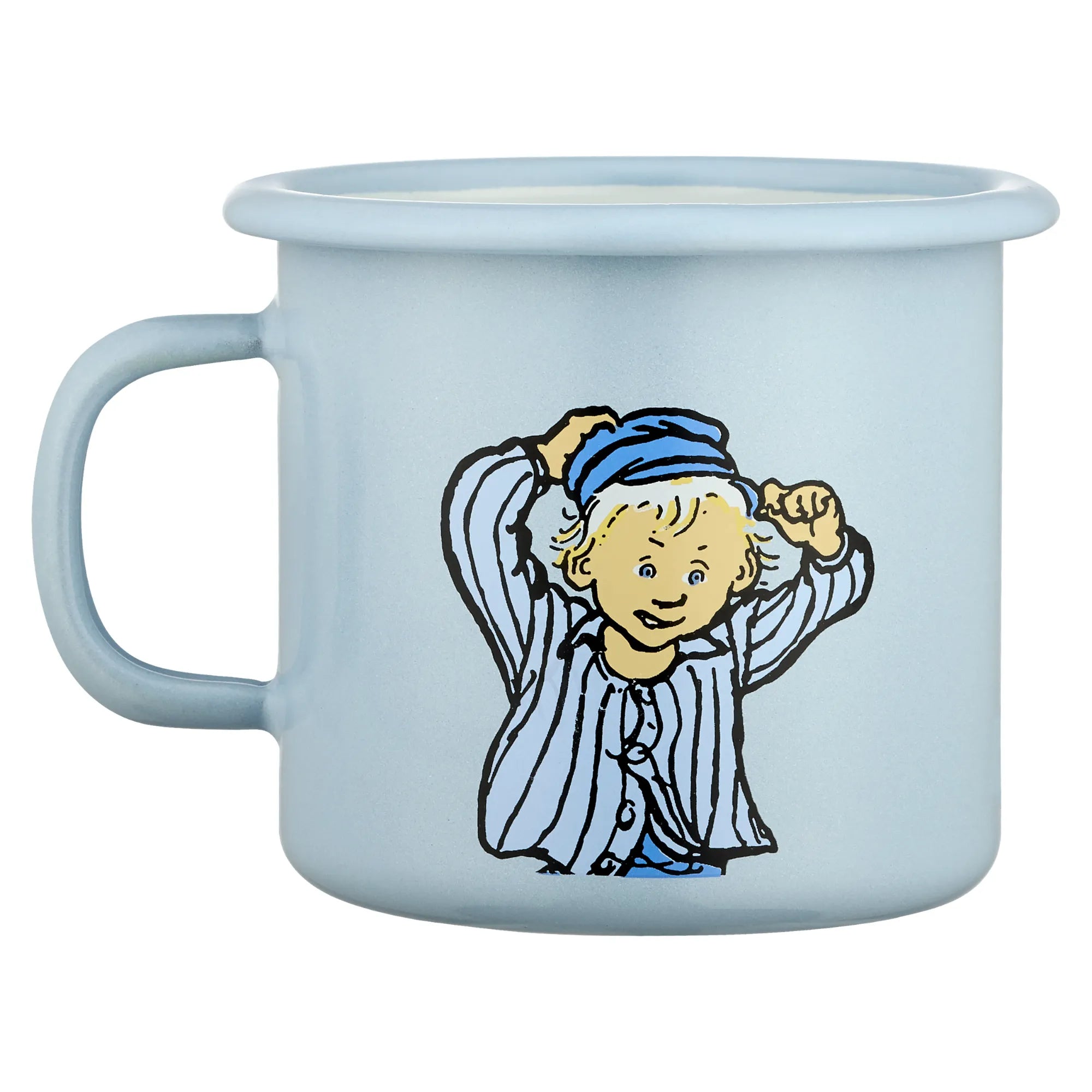 Muurla Tasse aus Emaille Michel aus Lönneberga hellblau 250 ml