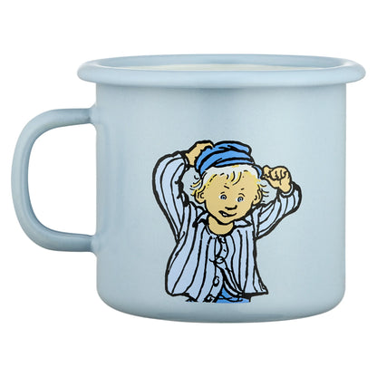 Muurla Tasse aus Emaille Michel aus Lönneberga hellblau 250 ml