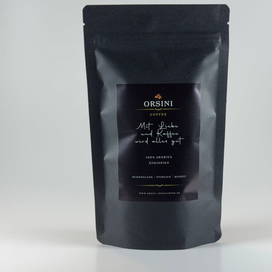 Orsini Manufaktur Kaffeebohnen Äthiopien Sidamo &quot;Mit Liebe und Kaffee wird alles gut&quot; 100 g