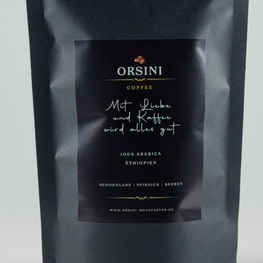 Orsini Manufaktur Kaffeebohnen Äthiopien Sidamo &quot;Mit Liebe und Kaffee wird alles gut&quot; 100 g