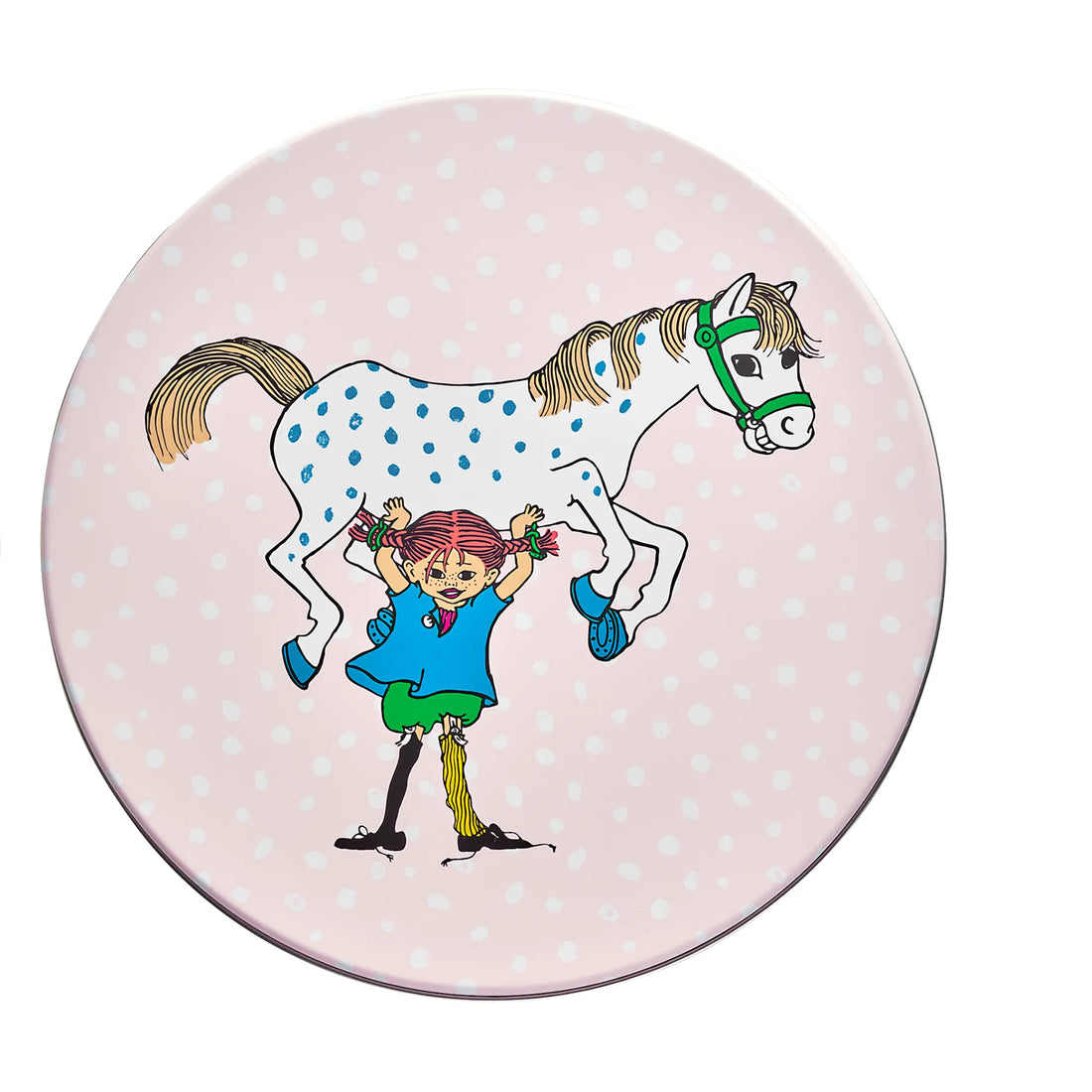 Muurla Aufbewahrungs-Dose &quot;Pippi Langstrumpf und ihr Pferd&quot; rosa 22 cm