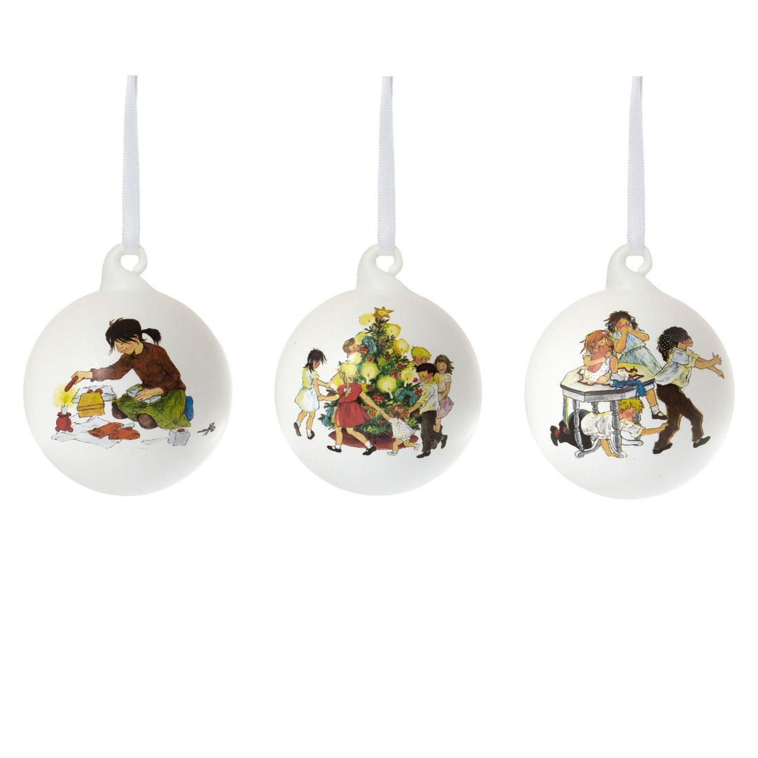 Storefactory "Wir Kinder von Bullerbü" Kapitel 4 Weihnachtskugeln weiß 3-er Set