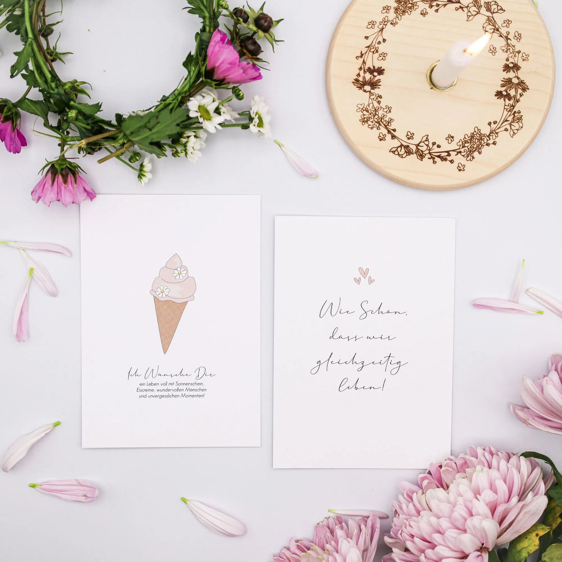 Verblühmeinnicht Postkarte "Eiscreme und Sonnenschein"