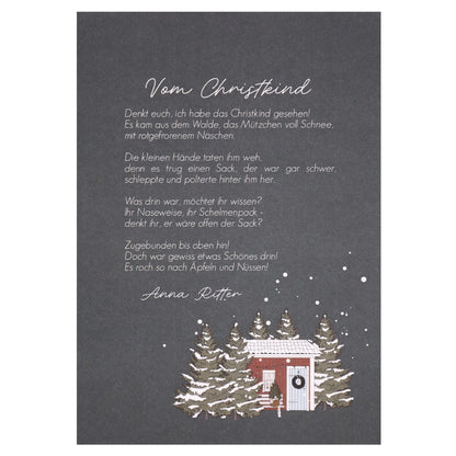 Verblühmeinnicht Postkarte Gedicht &quot;Vom Christkind&quot;