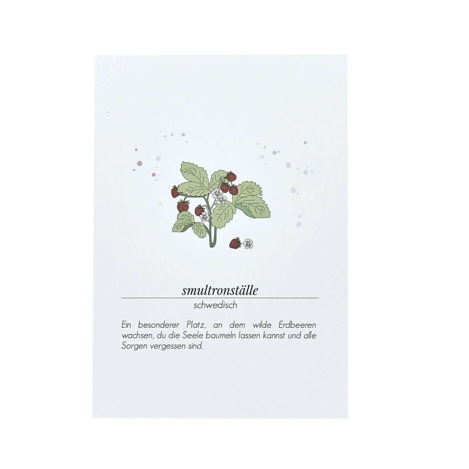Verblühmeinnicht Postkarte &quot;Smultronställe - Erdbeeren&quot;