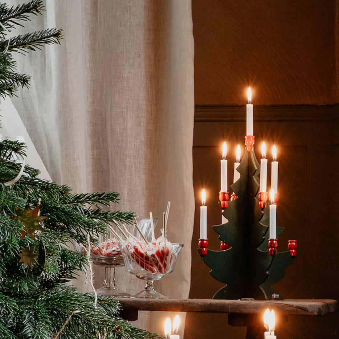 weihnachtsbaum aus holz grün 9 kerzenhalter anna und ole shop